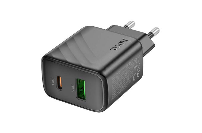 Сетевое зарядное устройство USB + USB-C HOCO CS23A Sunlight dual port PD30W+QC3.0 (черный)