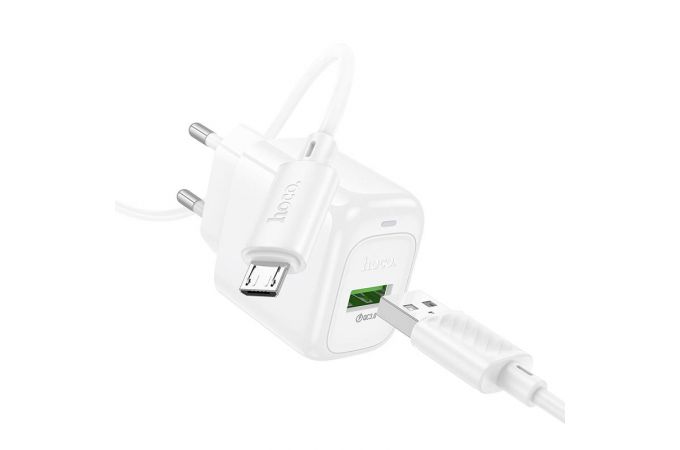 Сетевое зарядное устройство USB + кабель MicroUSB HOCO CS52A Surplus single-port QC3.0 (белый)