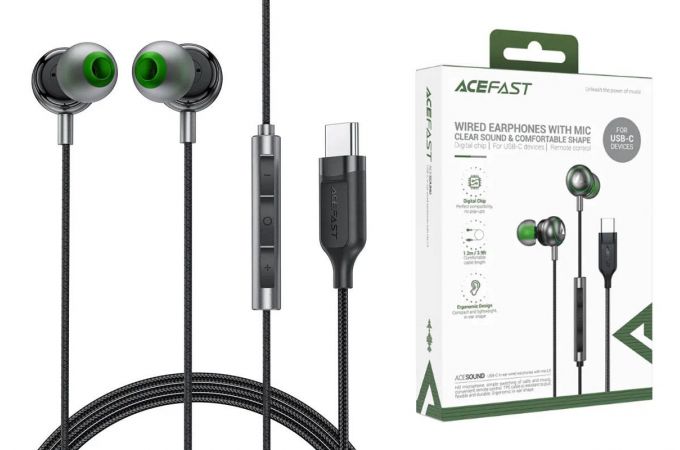 Наушники вакуумные проводные ACEFAST L5 USB-C  with mic, Black (черный)