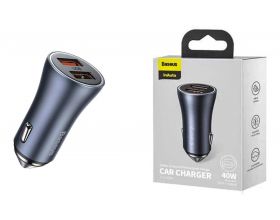 Автомобильное зарядное устройство АЗУ 2USB BASEUS Golden Contactor Pro Dual Quick Charger 40W Dark Gray