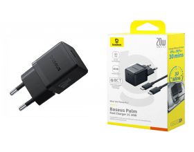 Сетевое зарядное устройство USB-C+ кабель Type-C - Type-C BASEUS Palm Fast Charger 1C 20W Cluster Black