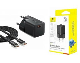 Сетевое зарядное устройство USB-C + кабель Type-C BASEUS GaN5 Fast Charger (mini) 1C 25W Cluster Black