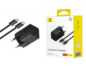 Сетевое зарядное устройство USB-C + кабель Type-C BASEUS GaN5 Fast Charger (mini) 1C 20W Cluster Black