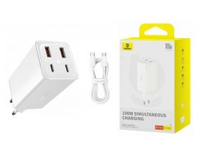 Сетевое зарядное устройство 2USB + 2USB-C + кабель Type-C BASEUS GaN6 Pro Fast Charger 100W White