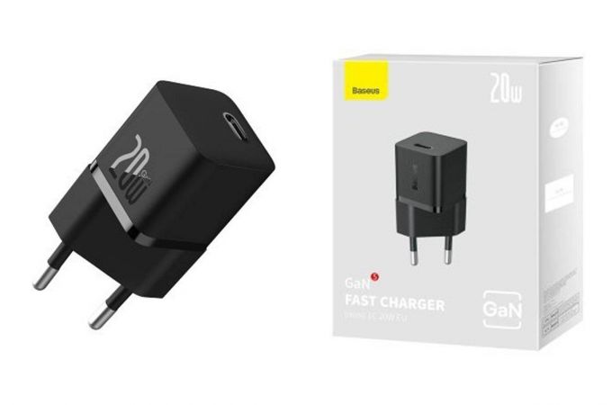 Сетевое зарядное устройство USB-C BASEUS GaN5 Fast Charger (mini) 1C 20W EU Black