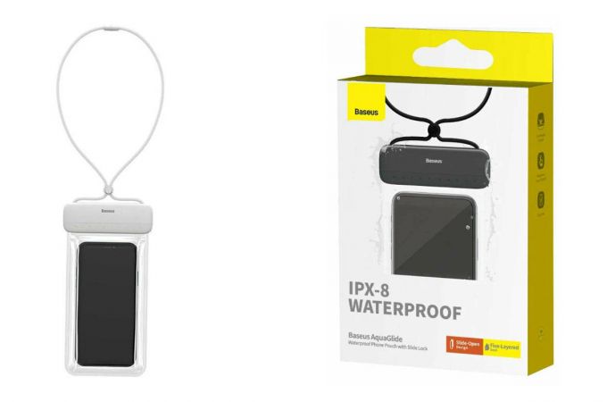 Чехол водонепроницаемый защитный пляжный BASEUS With Slide Lock Moon White