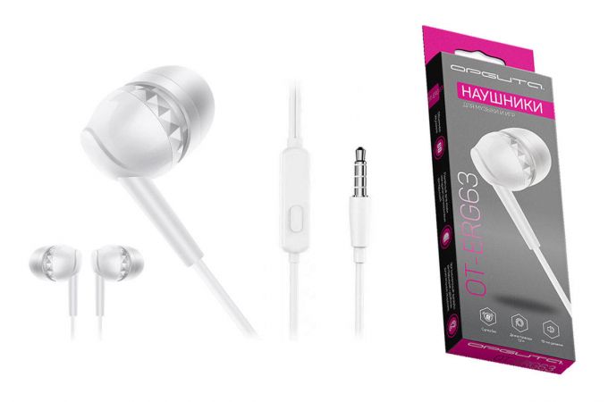 Наушники вакуумные проводные Орбита OT-ERG63 3.5мм Белые