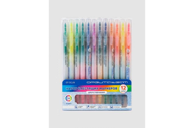 Набор блестящих маркеров двухсторонних Орбита OT-OCL06 12 штук