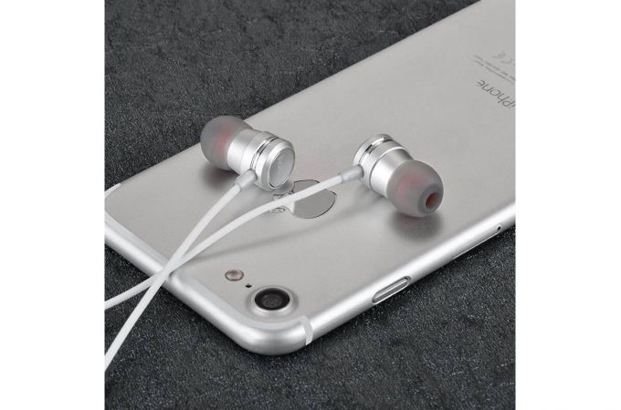 Наушники вакуумные проводные HOCO M16 Ling sound metal (серебристый)