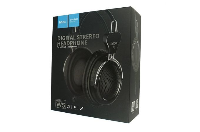 Наушники мониторные проводные с микрофоном HOCO W5 (черный)