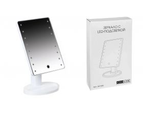 Зеркало с LED-подсветкой, USB, 4хААА, пластик, стекло, 16,7х27см, цвет БЕЛЫЙ, 347-095