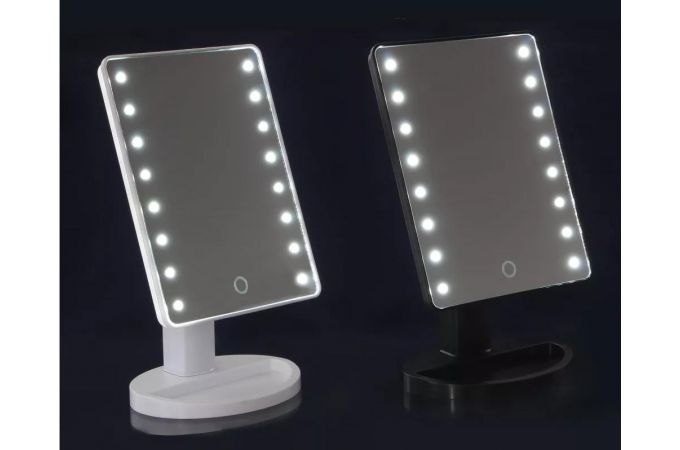 Зеркало с LED-подсветкой, USB, 4хААА, пластик, стекло, 16,7х27см, цвет БЕЛЫЙ, 347-095