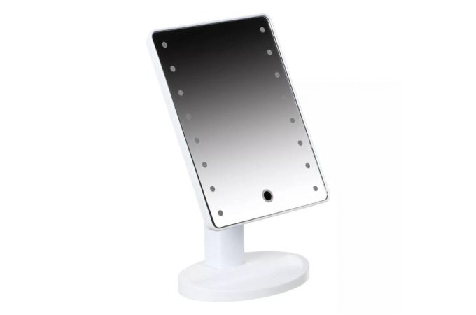 Зеркало с LED-подсветкой, USB, 4хААА, пластик, стекло, 16,7х27см, цвет БЕЛЫЙ, 347-095