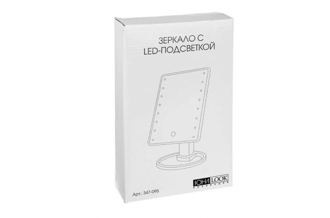 Зеркало с LED-подсветкой, USB, 4хААА, пластик, стекло, 16,7х27см, цвет ЧЕРНЫЙ, 347-095