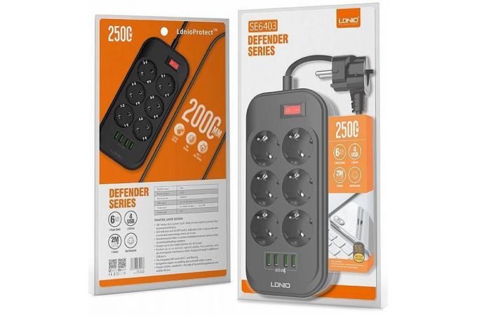 Сетевой фильтр питания LDNIO SE6403 (Орбита)