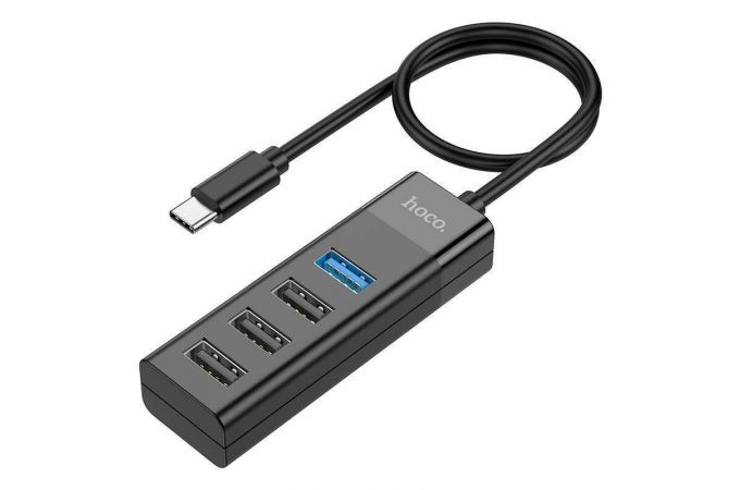 Разветвитель USB-C HUB HOCO HB25 на 4 порта 1xUSB3.0 + 3xUSB2.0 (черный)