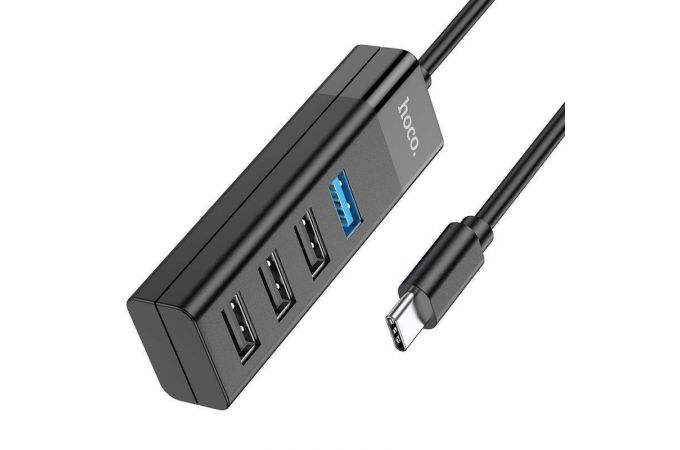 Разветвитель USB-C HUB HOCO HB25 на 4 порта 1xUSB3.0 + 3xUSB2.0 (черный)