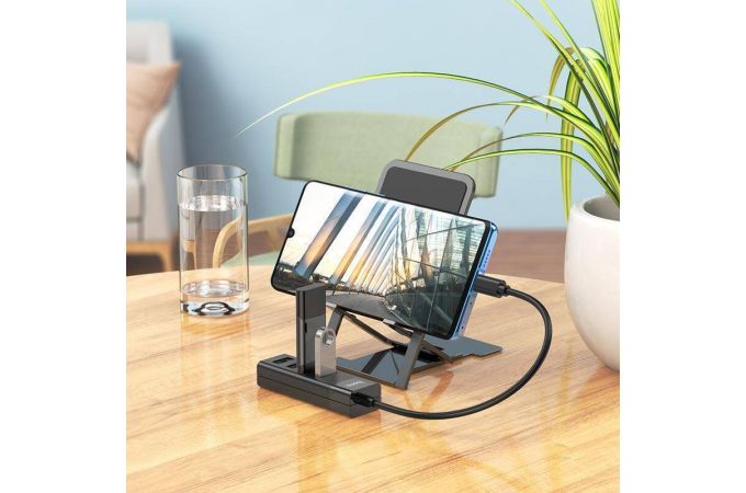 Разветвитель USB-C HUB HOCO HB25 на 4 порта 1xUSB3.0 + 3xUSB2.0 (черный)