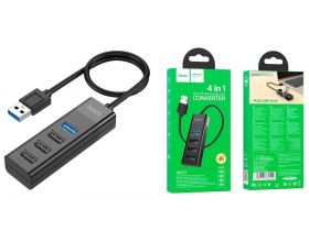 Разветвитель USB HUB 3.0 HOCO HB25 на 4 порта 1xUSB3.0 + 3xUSB2.0 (Black)