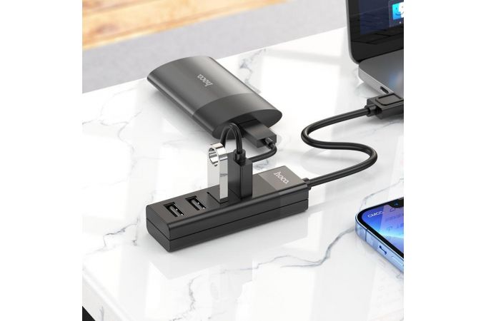 Разветвитель USB HUB 3.0 HOCO HB25 на 4 порта 1xUSB3.0 + 3xUSB2.0 (Black)