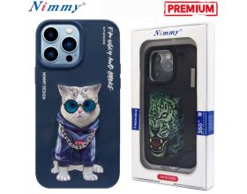 Чехол для телефона NIMMY с вышивкой iPhone 14 PRO (кошка в синей кофте с цепочкой)