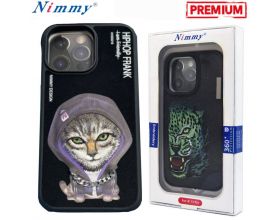 Чехол для телефона NIMMY с вышивкой iPhone 13 PRO MAX (кот в капюшоне с цепочкой)