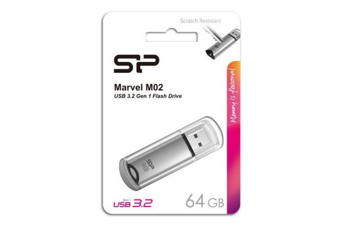 USB флеш накопитель 64 Gb Silicon Power Marvel M02 Silver USB 3.0 / SP064GBUF3M02V1S