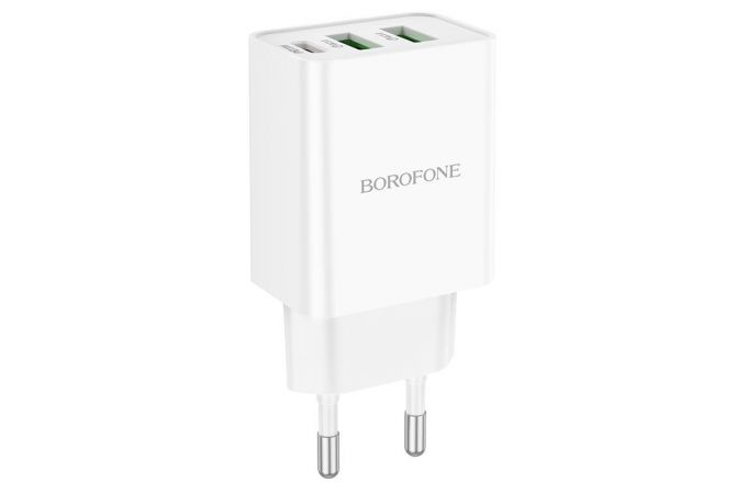 Сетевое зарядное устройство 2USB + USB-C BOROFONE BA70A Quick PD20W + QC3.0 (белый)