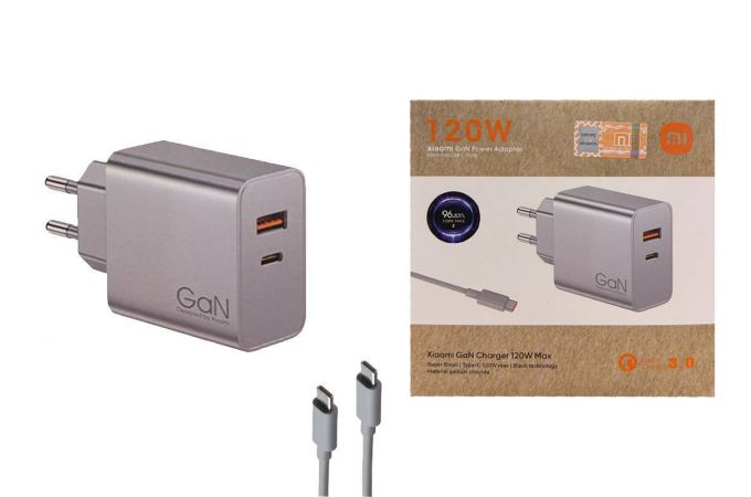Сетевое зарядное устройство USB Xiaomi 120W USB+PD + кабель USB-Type-C (вариант 3) (Л)