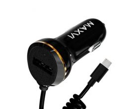 Автомобильное зарядное устройство АЗУ USB + кабель MicroUSB Maxvi (CCM-211MSC) (черный)