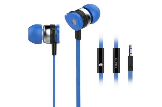 Наушники вакуумные проводные Celebrat D1 Jack 3,5 кабель 1,2 м. (синий)