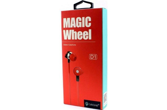 Наушники вакуумные проводные Celebrat D1 Jack 3,5 кабель 1,2 м. (красный)