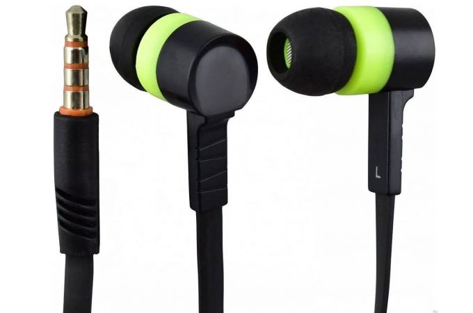 Наушники вакуумные проводные Celebrat D2 Jack 3,5 кабель 1,2 м. (черно-зеленый)