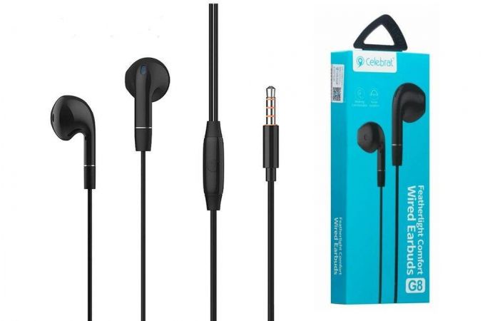 Наушники вакуумные проводные Celebrat G8 Jack 3,5 кабель 1,2 м. (черный)
