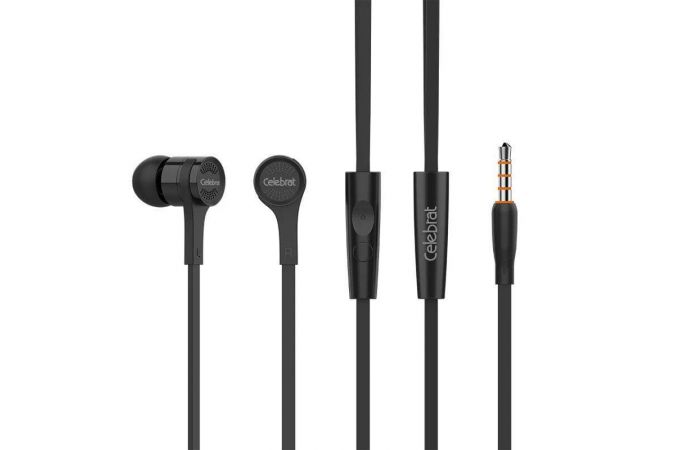 Наушники вакуумные проводные Celebrat SKY-1 Jack 3,5 кабель 1,2 м. (черный)