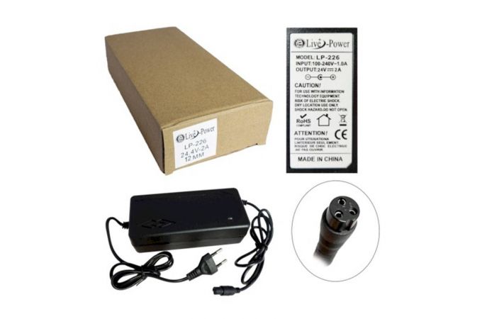 Блок питания Live-Power  24V  LP226  24V/2A  для Электровелосипеда с 3 отверстиями 12mm