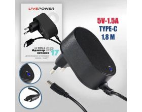 Блок питания Live-Power  для станции яндекс алисы 5V SP17 5V/1,5A  (Type-C) кабель 1,8м Black