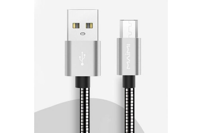 Кабель USB - MicroUSB MAIMi X25, 3.1A (черный) 1м (microUSB, металл)