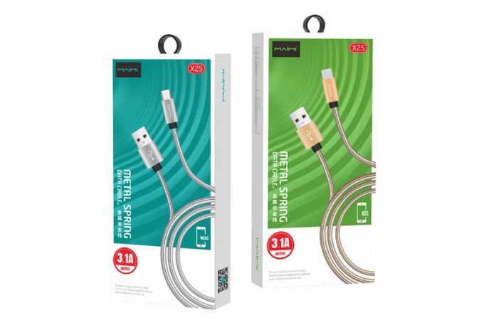 Кабель USB - MicroUSB MAIMi X25, 3.1A (черный) 1м (microUSB, металл)