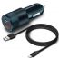 Автомобильное зарядное устройство АЗУ USB + Type-C + кабель Lightning BoraSCO (50761), 38 W, PD+QC3.0 (черный)