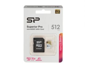 Карта памяти MicroSDXC_512 Gb Silicon Power 100/80Mb/s Superior Class 10 UHS-I U3 SP512GBSTXDA2V20SP