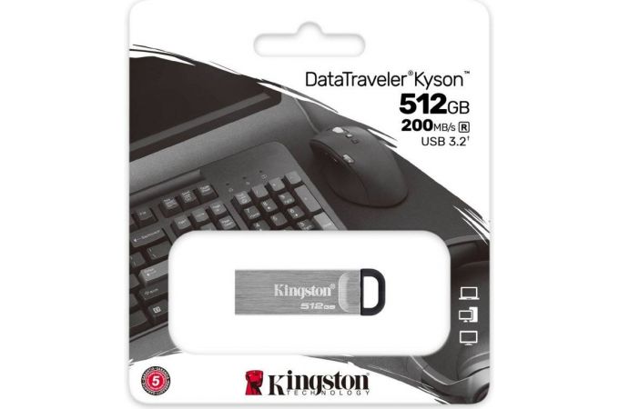 USB флеш накопитель_512 Gb Kingston DT Kyson DTKN/512GB / USB 3.2 / Read 200Mb/s/Write 60Mb/s