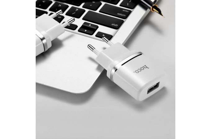 Сетевое зарядное устройство USB HOCO C-11 1000mAh (белый)