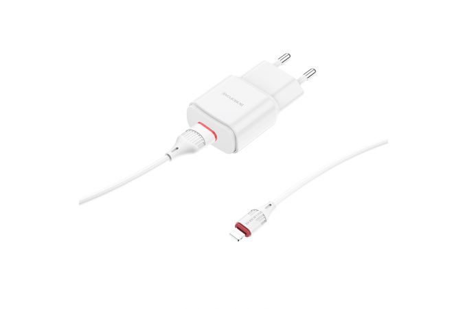 Сетевое зарядное устройство USB + кабель Lightning BOROFONE BA48A single port charger set (белый)