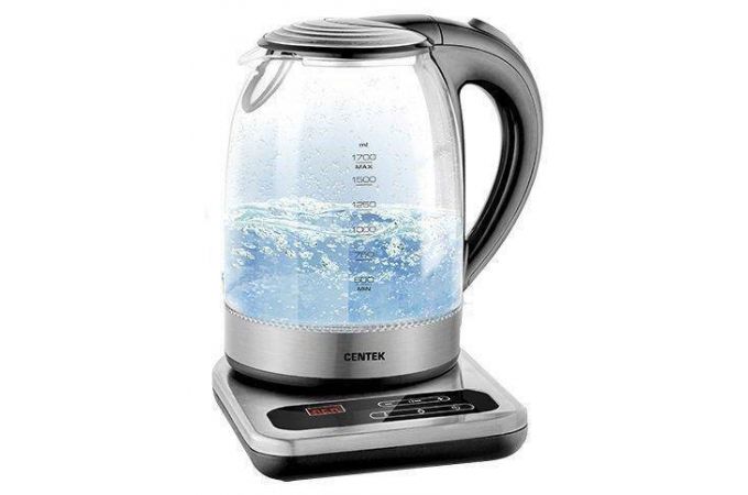 Чайник CENTEK CT-0031 2200Вт, 1.7л, стекло,   LED дисплей, 6реж.