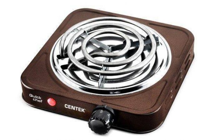 Плитка электрическая CENTEK CT-1508 коричневая 1000 Вт, 1 конф., ТЭН 140 мм, усиленный корпус