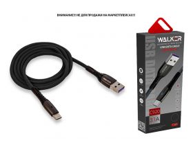 Кабель USB - USB Type-C WALKER C920 в мат. обмотке, с индикатором, быстрый заряд (3.1А), черный