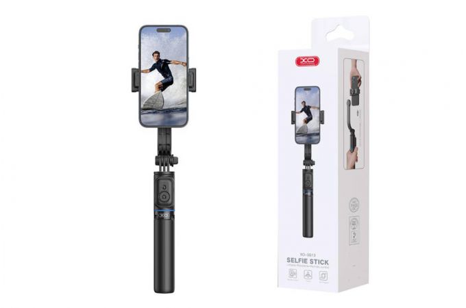 Монопод штатив для селфи XO SS13 Bluetooth Selfie Stick for Tripods (detachable phone clip, can be used as phone holder) 106CM Black