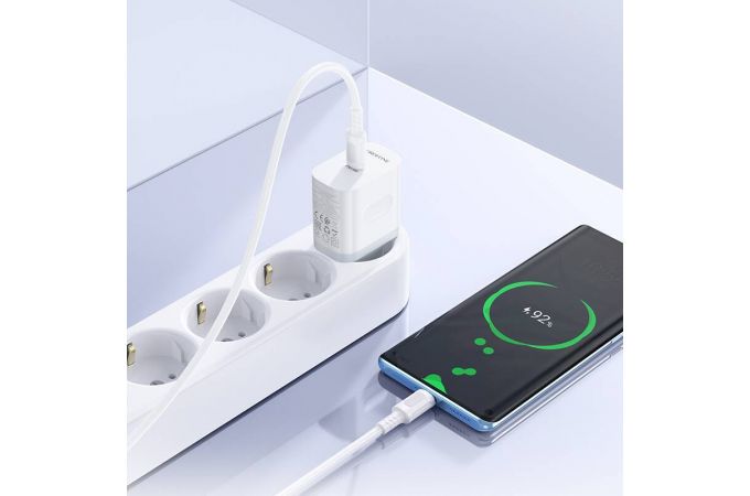 Сетевое зарядное устройство USB-C + кабель Type-C - Type-C BOROFONE BA99A Breeze single port PD20W (белый)