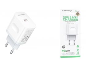 Сетевое зарядное устройство USB-C BOROFONE BA99A Breeze single port PD20W (белый)